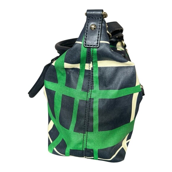 kate spade Checkmate Coated Twill 'Riley' Small Satchel Handbag Kelly Green Rare - Picture 9 of 15